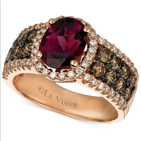 LeVian. 14k gold. Red garnet&diamond ring - Picture 2 of 6